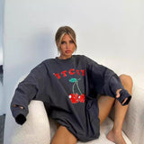 Cherry Printed Pullover Sweatshirt - Trendy & Comfortable Women's Casual Top