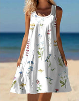 Ladies' Square Collar Printed A-Line Dress | Stylish and Fashionable Fit