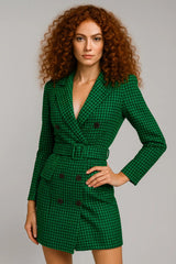 Moda feminina de outono e inverno com cinto duplo de manga longa