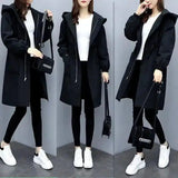 Women's Hooded Long Coat with Zip Closure-1