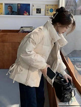Parka Jacket Women's Autumn Winter Korean Loose-White-1