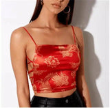 Women's Embroidered Crop Top with Strappy Back-1