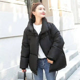 Thick warm cotton coat-Black-1