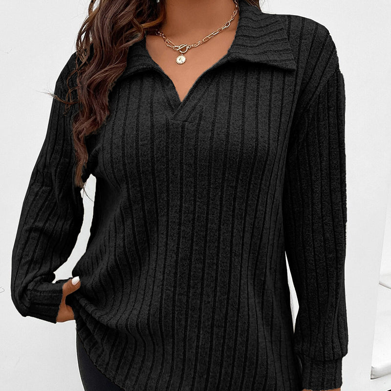 Plus Size V-Neck Lapel Blouse