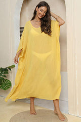 V-Neck Three-Quarter Sleeve Cover-Up-5