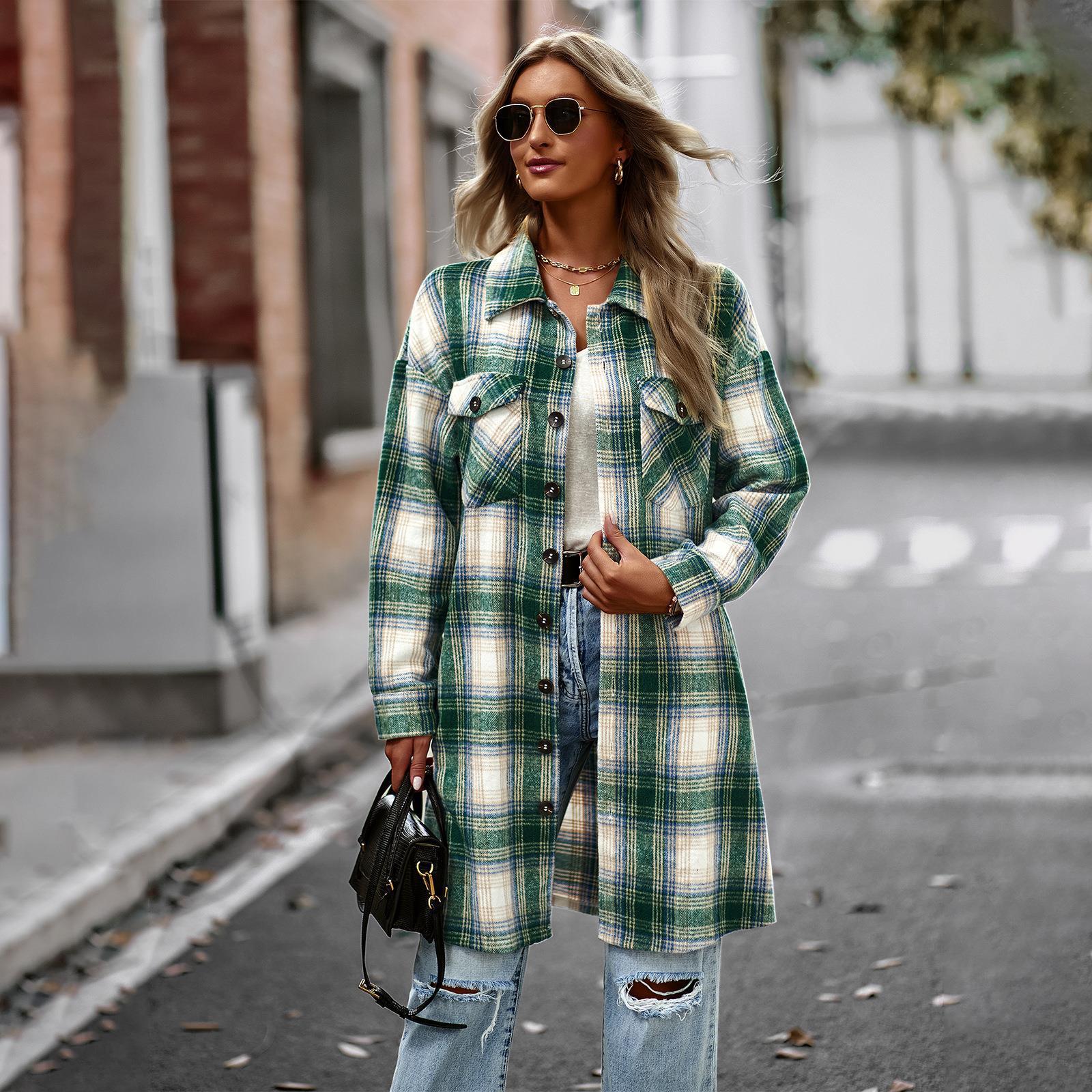 Chic Plaid Long Cardigan Coat