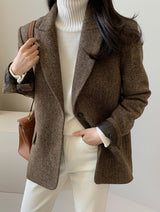 Chic Solid Wool Blazer for Women
