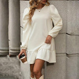 Puff Sleeve Ruffle Mini Dress
