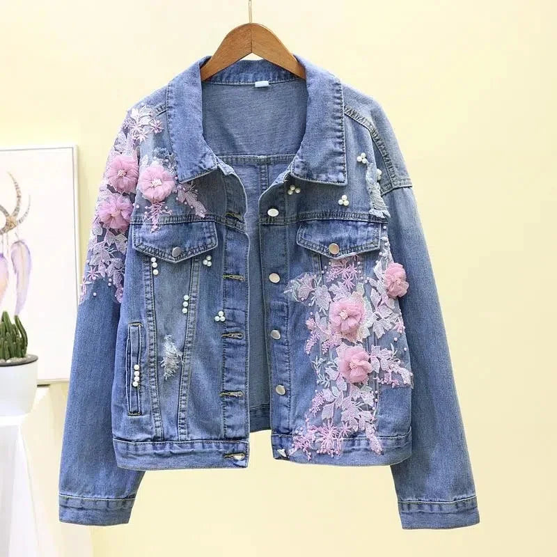 Floral Embroidered Denim Jacket for Women – A Touch of Elegance-1