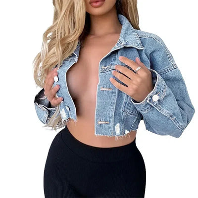 Cropped Ripped Denim Jacket – Trendy and Sexy for Modern Women