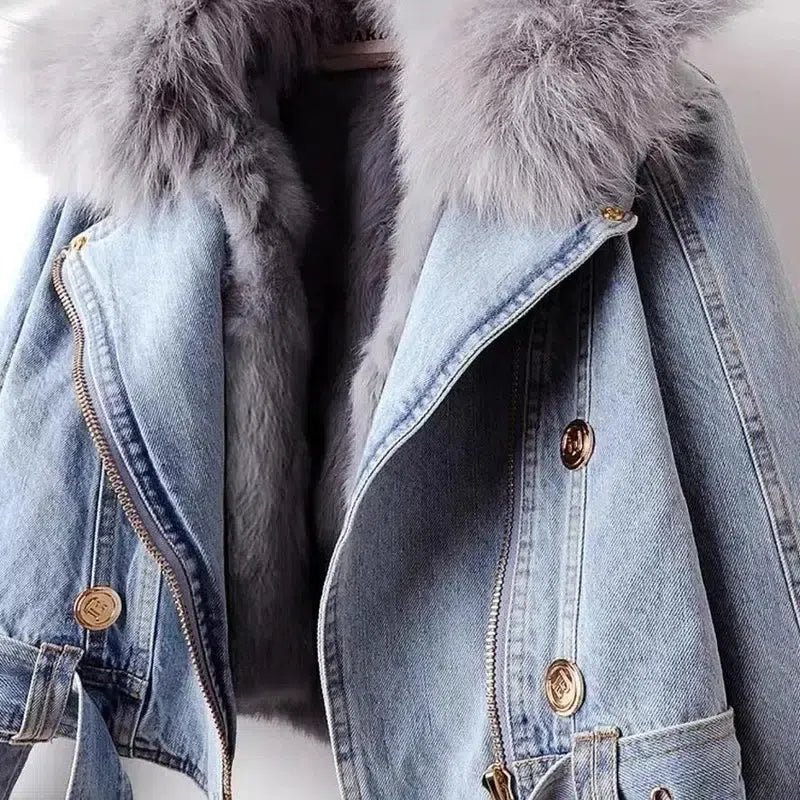 Faux Fur Denim Jacket – Chic and Cozy Winter Glam