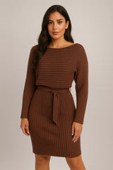 2pcs Suit Women's Solid Stripe Long-sleeved Top and Tight Suspender Skirt Fashion Autumn Winter Slim Clothing