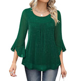 Ruffle Sparkle 3/4 Sleeve Top