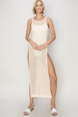 HYFVE Crochet Backless Cover Up Dress-Beige-1