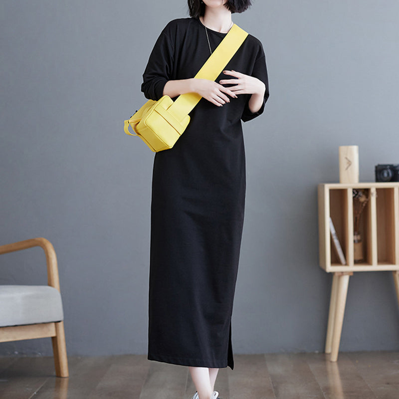 Relaxed Long Sleeve Midi Dress