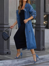 Denim Turtleneck Windbreaker Jacket