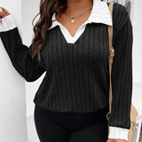 Plus Size V-Neck Lapel Blouse