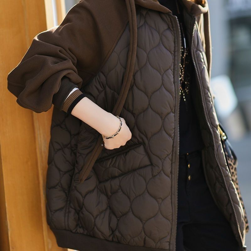 Cozy Hooded Stitching Puffer Coat
