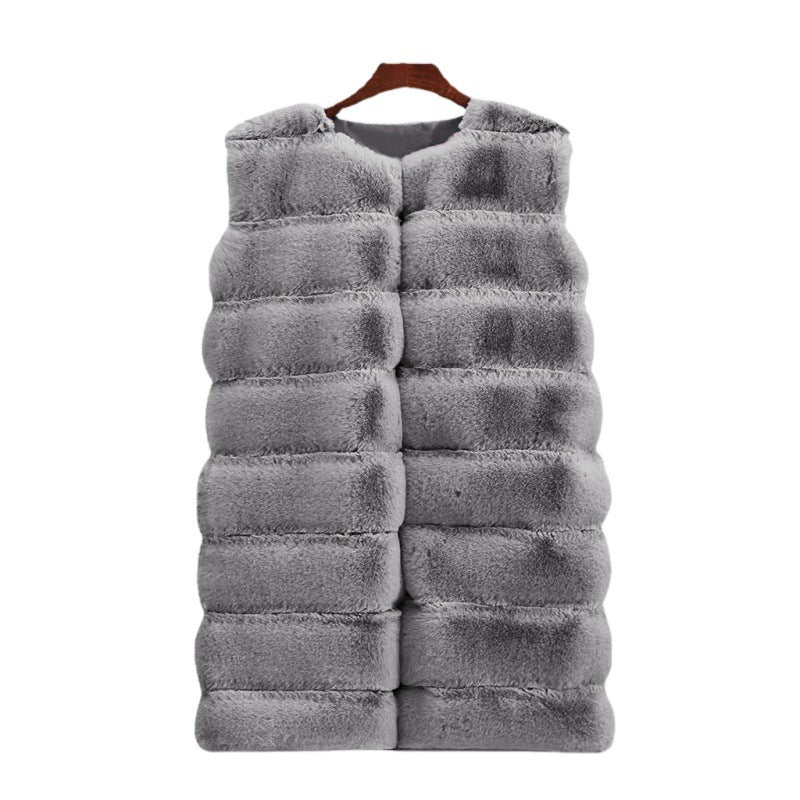 Faux Fur Long Vest Puffer Coat