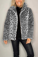 Chic Leopard Faux Leather Jacket