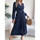 Polka Dot Maxi Dress with Belt