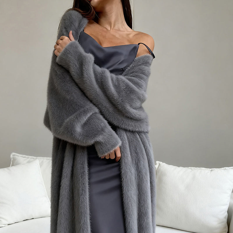 Furry Long Cardigan Duster Coat