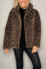 Chic Leopard Faux Leather Jacket