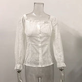 Square Neck Eyelet Lace Blouse