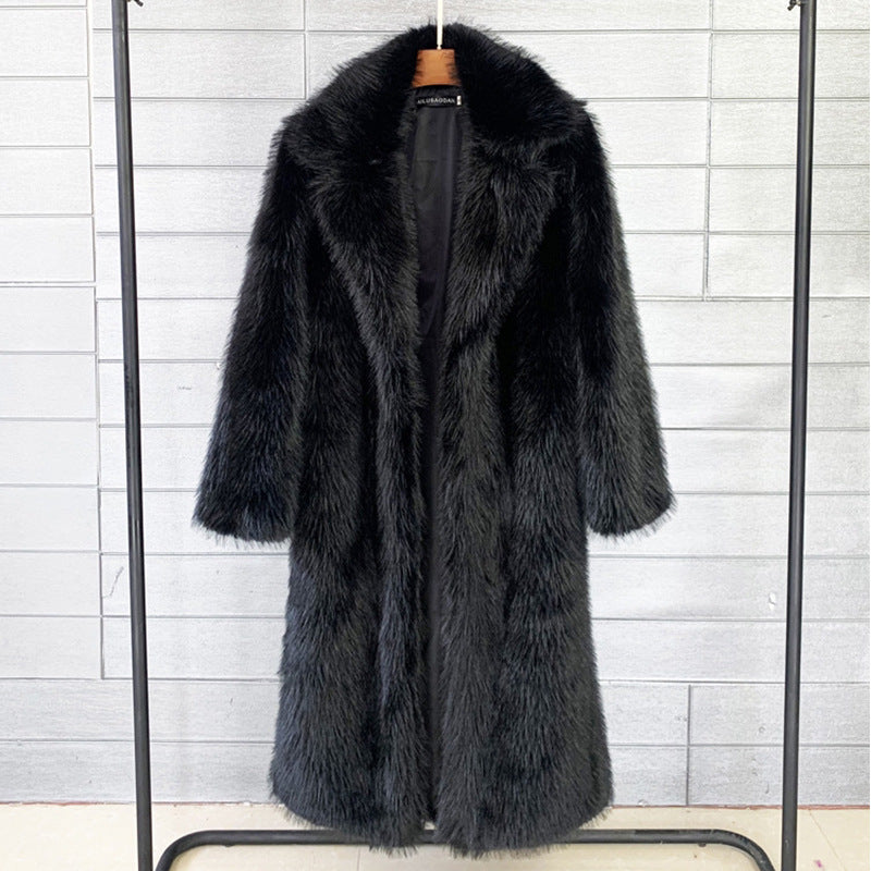 Chic Faux Fur Suit Collar Coat