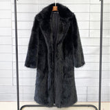 Chic Faux Fur Suit Collar Coat
