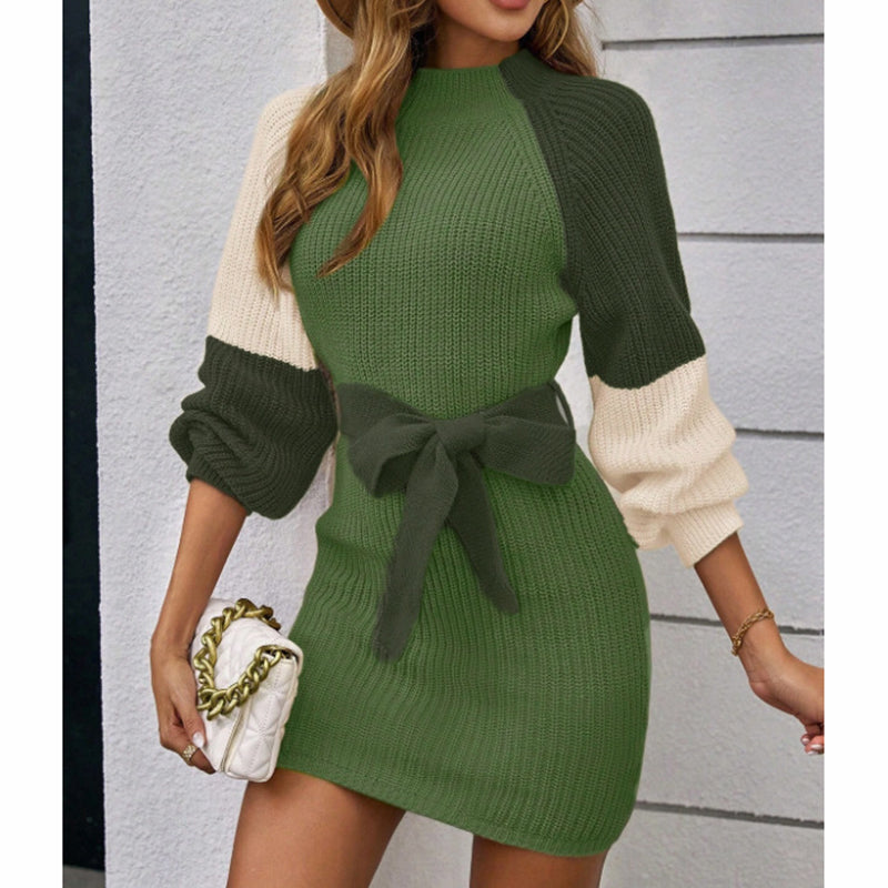 Color Block Sweater Midi Dress