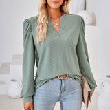 Puff Sleeve V-Neck Blouse