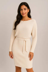 2pcs Suit Women's Solid Stripe Long-sleeved Top and Tight Suspender Skirt Fashion Autumn Winter Slim Clothing