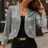 Sequin Trim Cropped Cardigan