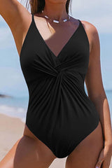 Twisted Crisscross V-Neck One-Piece Swimwear-3