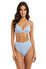 Spaghetti Strap Ribbed Bikini Set
