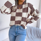 Checkered Crewneck Sweater