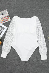 Lace Detail Scoop Neck Long Sleeve Bodysuit-5