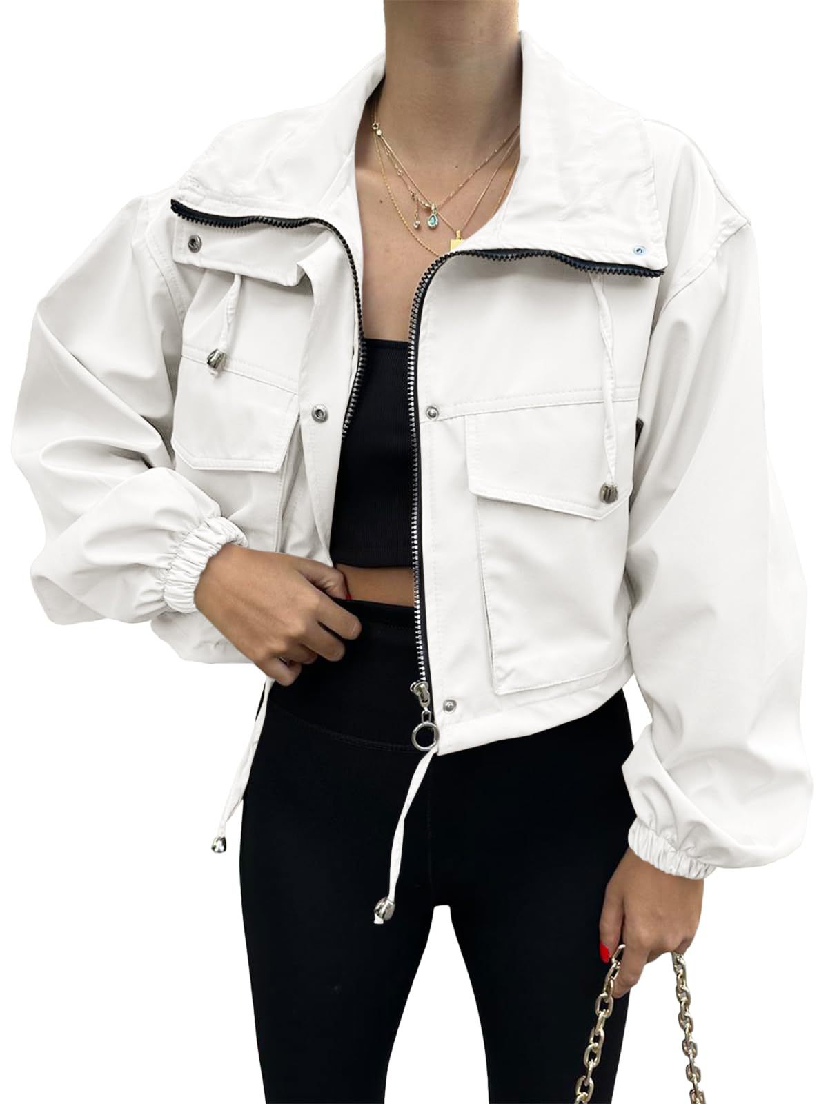Chic Zip-Up Short Trench Jacket