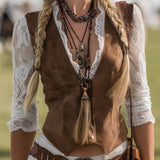 Lace Trim V-Neck Blouse Elegance