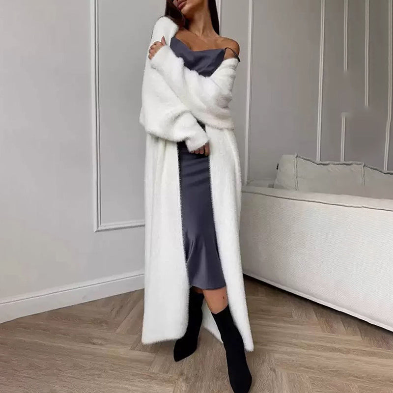Furry Long Cardigan Duster Coat