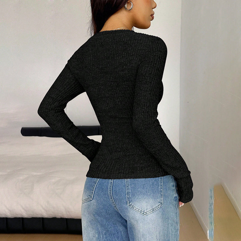 Lace V-Neck Long Sleeve Top