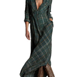 Effortless Plaid Long Sleeve Dress