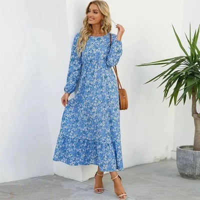 Sping Summer Bohemian Women Maxi Dress Casual Long-13-13