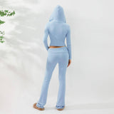 2pcs Knitted Hooded Suits Women's Long-sleeved Cardigan And-4