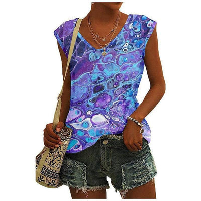 3D Digital Printing Basic Sleeveless V-neck Women's Vest-6