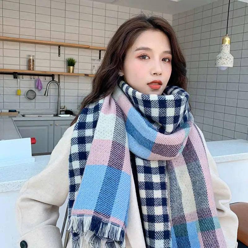 Cozy Plaid Scarf | Winter Chic Accessory-Pink-3