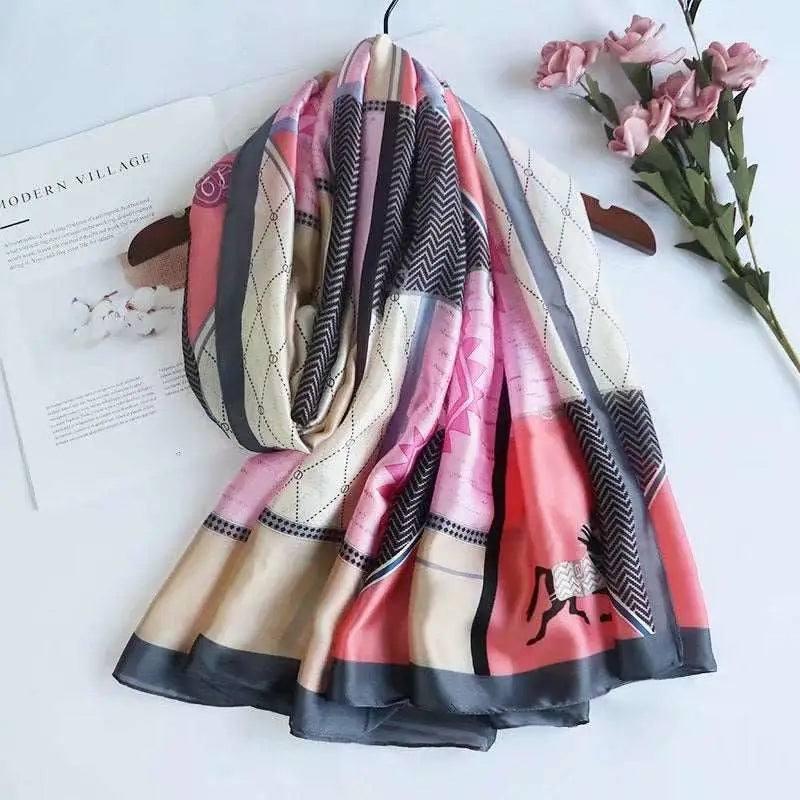 All-in-one Sunscreen Shawl Travel Silk Scarf Women's Beach-21