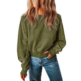 Backless Sweater For Women Solid Color Long-sleeved Top-Green-4