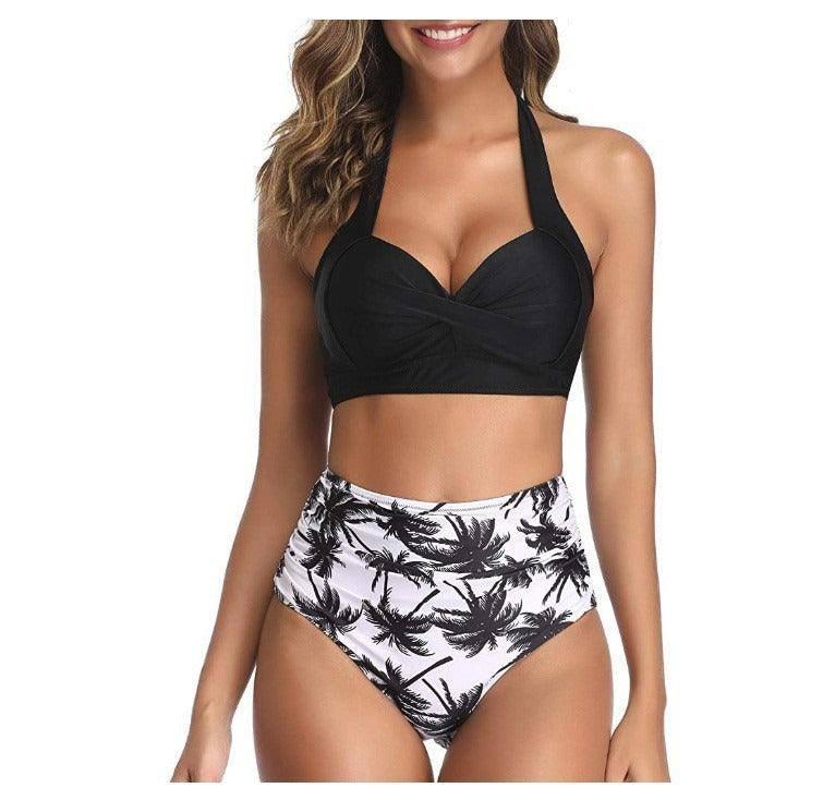 Bikini European And American High Waisted Printed Neck Strap-9